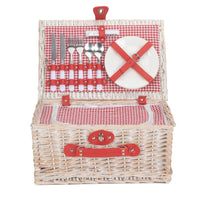 Red Hamper Red and White Gingham 2 Person Fitted Wicker Picnic Basket