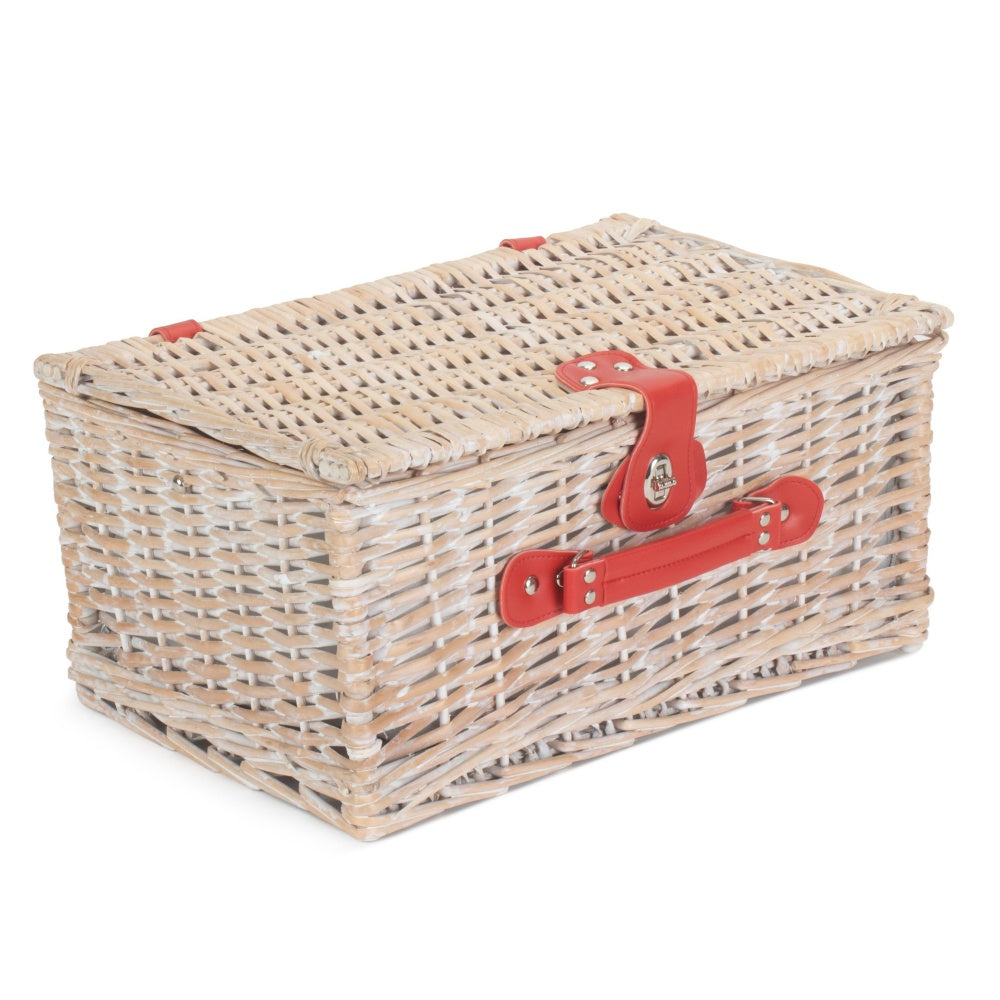Red Hamper Red and White Gingham 2 Person Fitted Wicker Picnic Basket