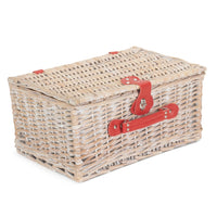 Red Hamper Red and White Gingham 2 Person Fitted Wicker Picnic Basket