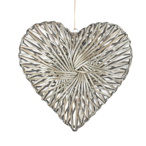Red Hamper Wicker Heart Wreath Grey Wash Finish