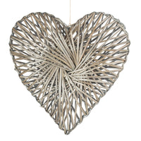 Red Hamper Wicker Heart Wreath Grey Wash Finish