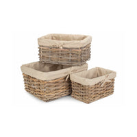 Red Hamper Rectangular Cordura Lined Grey Rattan Storage Basket