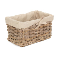 Red Hamper Rectangular Cordura Lined Grey Rattan Storage Basket