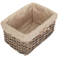 Red Hamper Rectangular Cordura Lined Grey Rattan Storage Basket