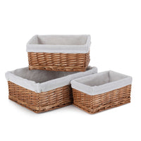 Double Steamed Wicker Storage Basket with White Lining