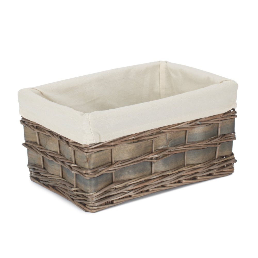 Grey Scandi Storage Basket With White Lining