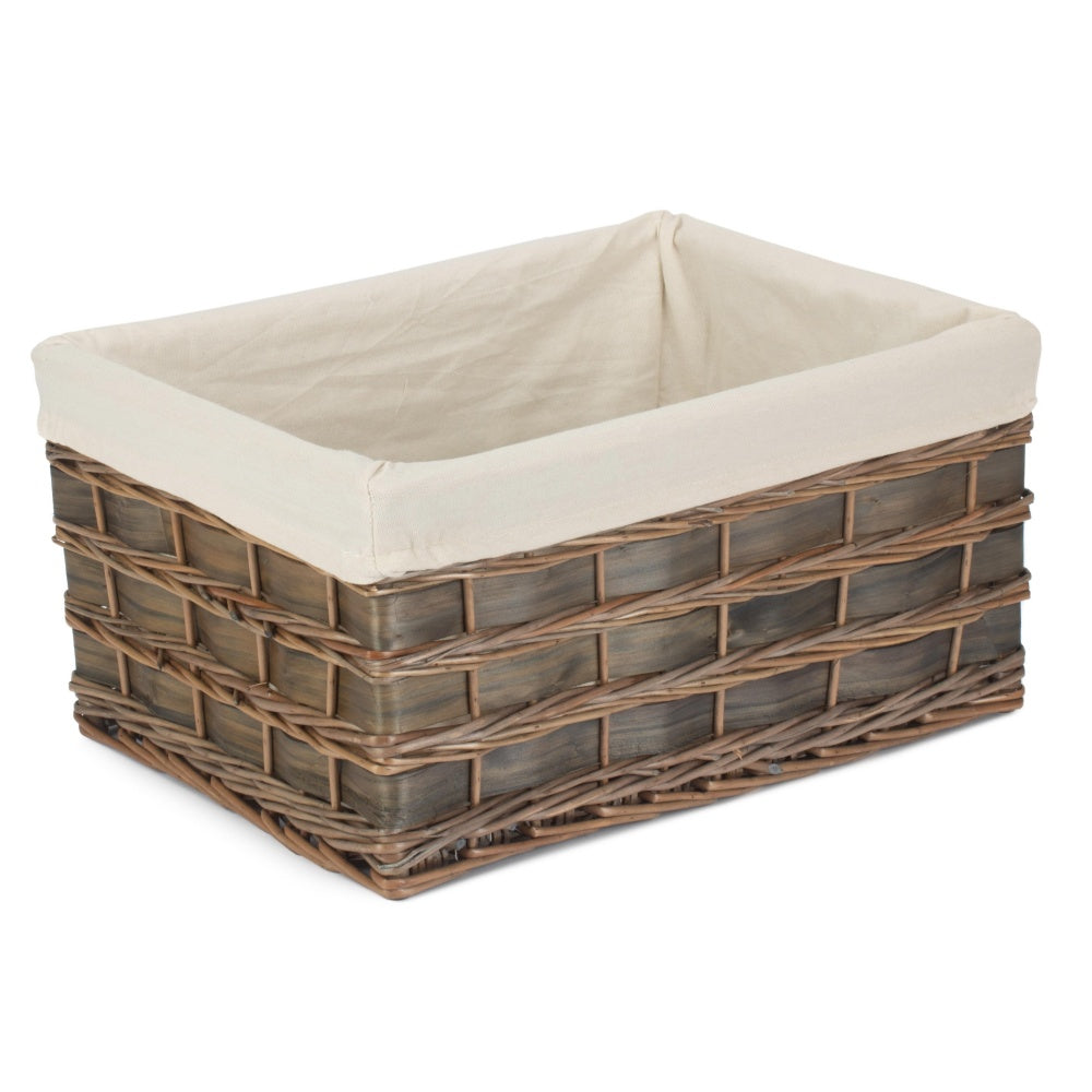 Red Hamper Grey Scandi Storage Basket With White Lining