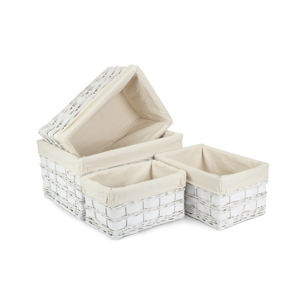 Panier de rangement Scandi blanc avec doublure blanche