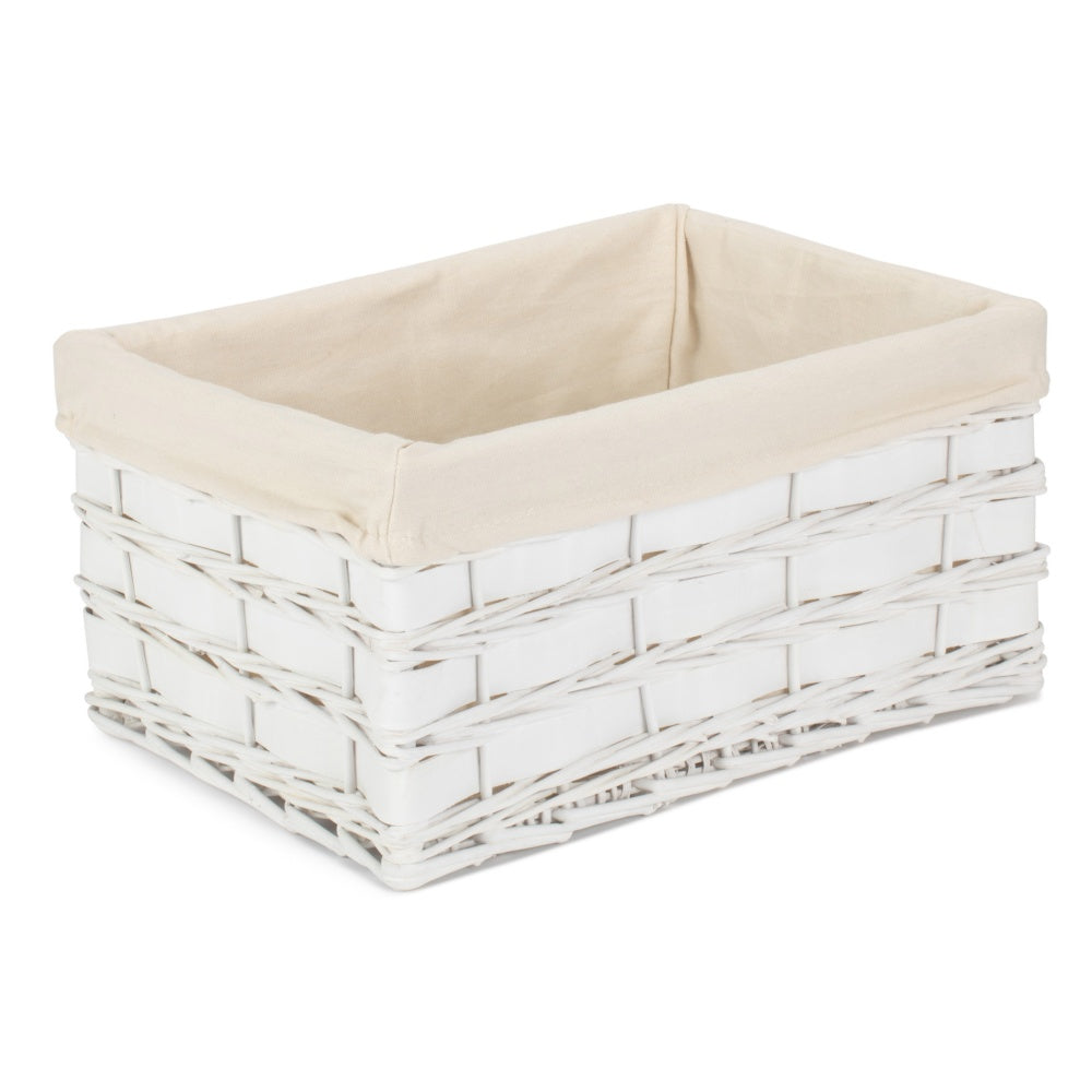 Panier de rangement Scandi blanc avec doublure blanche