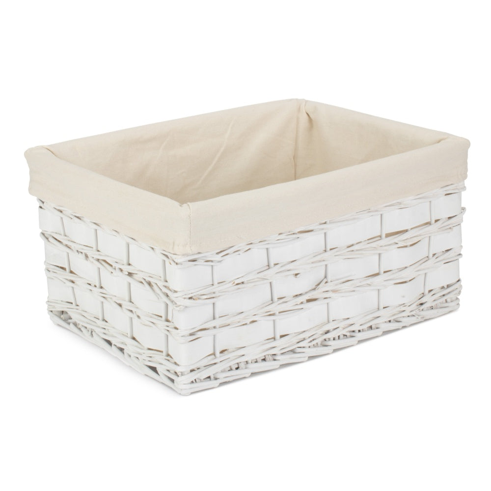 White Scandi Storage Basket With White Lining