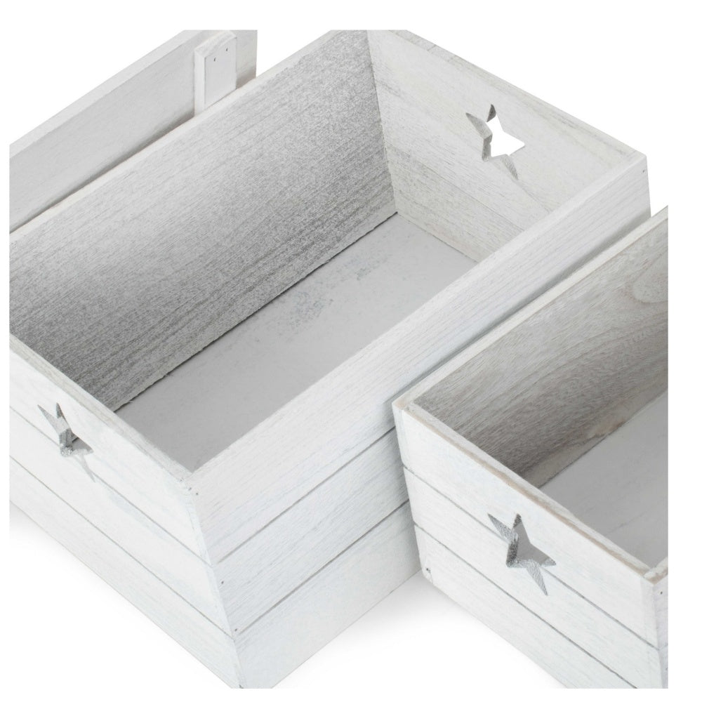Red Hamper Wooden Vintage Effect Star Cut Out Box